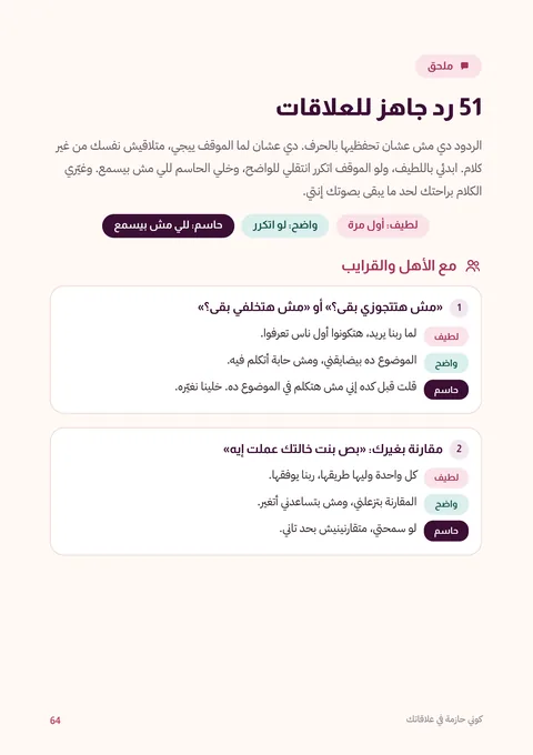 أول صفحة من ملحق الـ51 رد جاهز للعلاقات